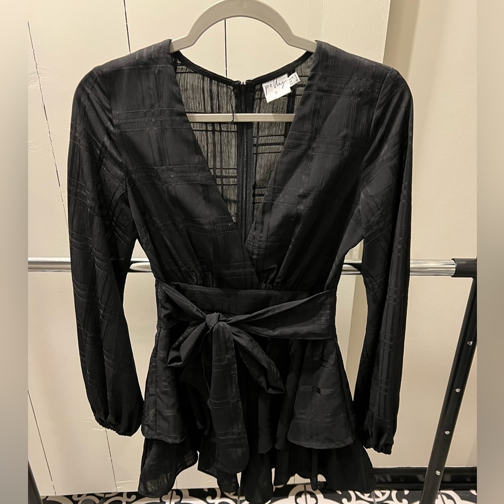 Princess Polly Black Long-sleeve Ruffle Romper
